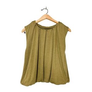 Ann Taylor LOFT Sleeveless Bubble Hem Olive Green Top Petite‎ Medium